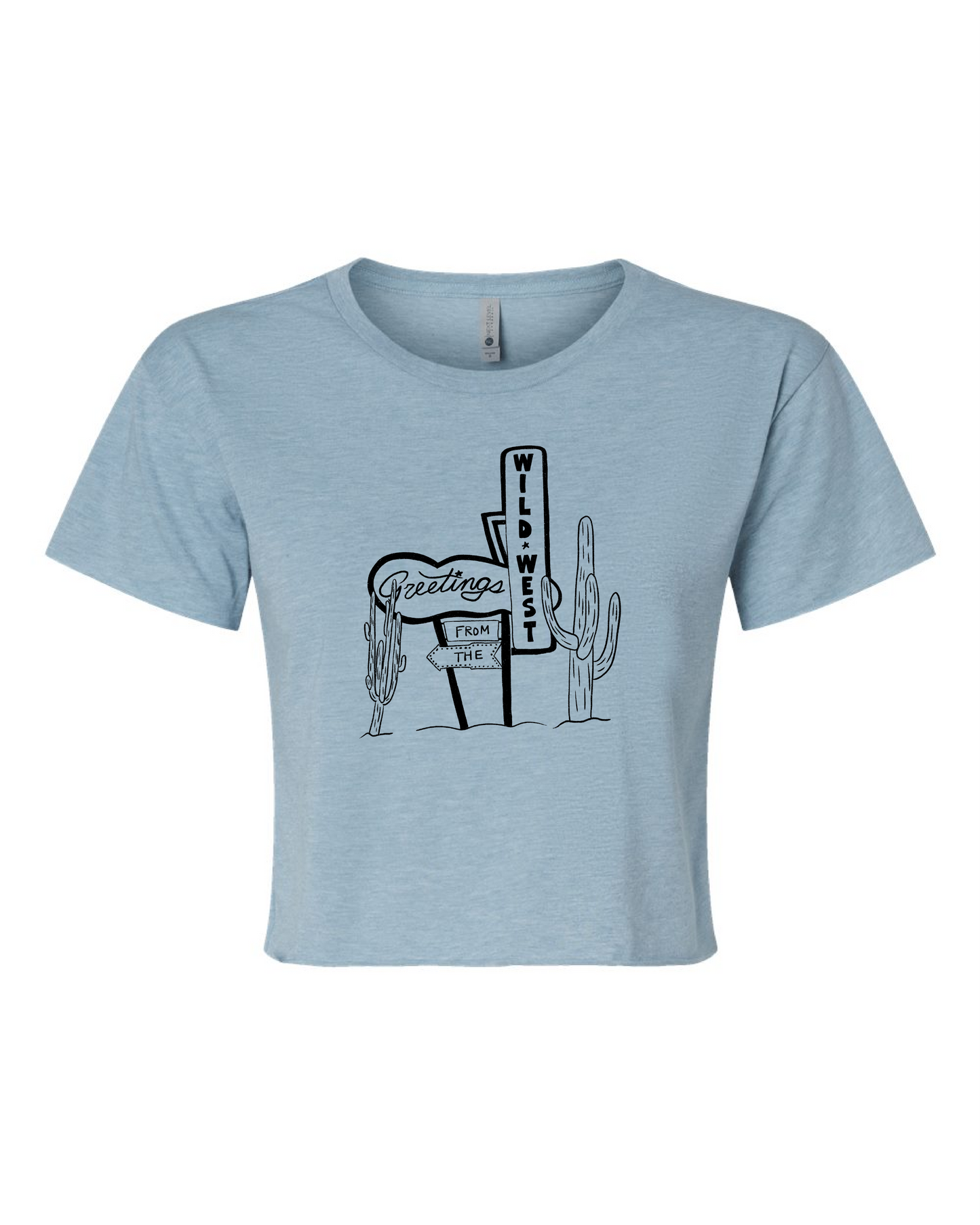 Toft Ranch: Greetings from the Wild West on Next Level 5080 Crop Top Stonewash Denim