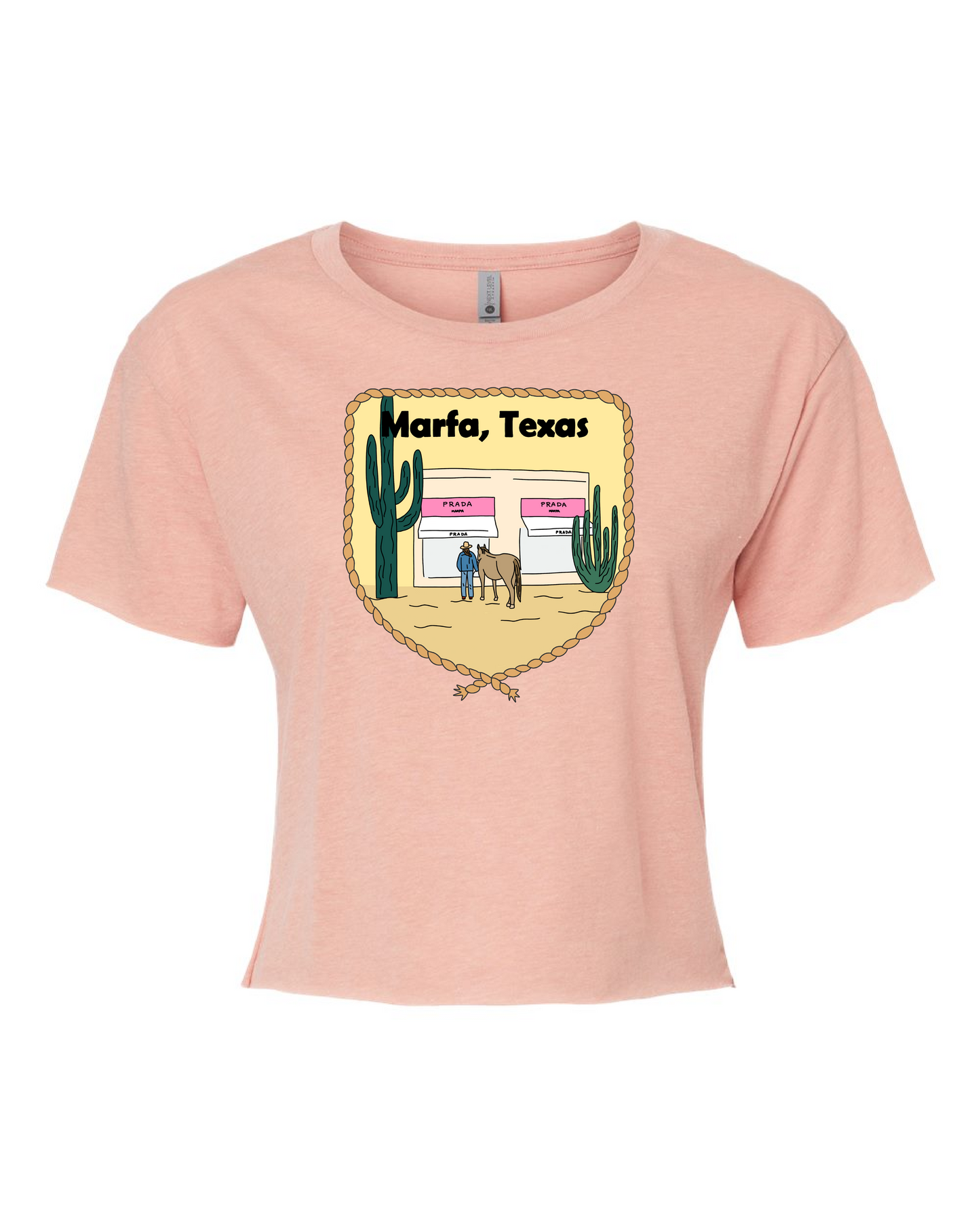 Toft Ranch: Marfa on Next Level 5080 Crop Top Desert Pink