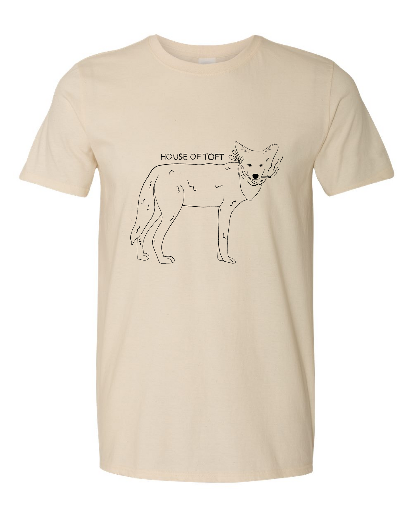 Toft Ranch: Smoking Coyote on Gildan 64000 Natural Shirt