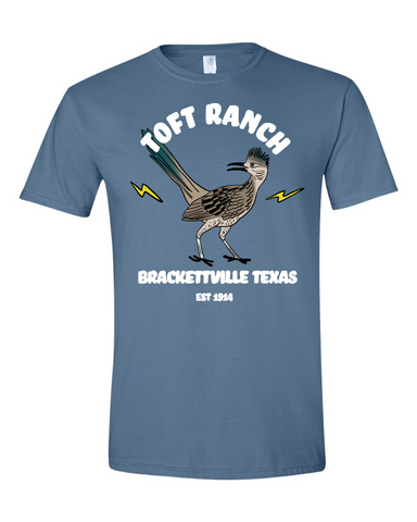 Toft Ranch: Bracketville on Gildan 64000 Indigo Blue Shirt