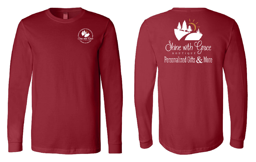 Shine With Grace:  Long Sleeve Logo Shirt (White Logo w/ Yellow Sun)