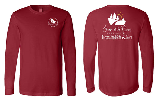 Shine With Grace:  Long Sleeve Logo Shirt (White Logo w/ Yellow Sun)