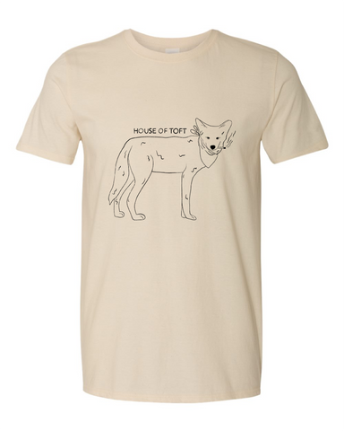 Toft Ranch:  Smoking Coyote on Gildan 64000 Natural Shirt