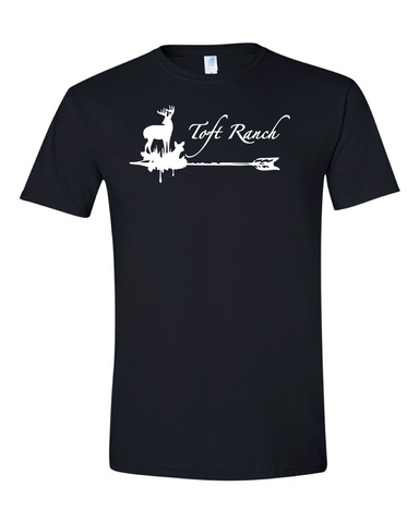 Toft Ranch: White Logo on Black Shirt
