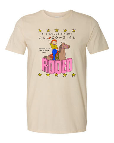 Toft Ranch:  World's First All Cowgirl Rodeo on Gildan 64000 Natural Shirt