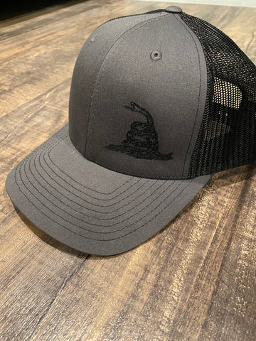 gadsden don't tread on me hat | richardson 112 | embroidery by the branded iron | Shop handmade apparel, homewares, gifts, & more at The Branded Iron. Or, contact us today for all your small business customization needs: tees, hats, cups, & more...we do it all. Proudly located in Boerne, Texas.