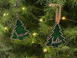 personalized christmas tree ornament or stocking tag | wood laser engraved | laser engraving by the branded iron | Shop handmade apparel, homewares, gifts, & more at The Branded Iron. Or, contact us today for all your small business customization needs: tees, hats, cups, & more...we do it all. Proudly located in Boerne, Texas.